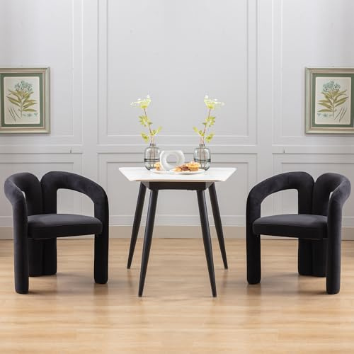 KAZZIO Terciopelo Diseño Moderno Sillas de Comedor, Sillas Decorativas Tapizadas Sillas/Sillas de Comedor/Bucket Sillas Laterales, Sala de Estar Cocina Sillones 2 Piezas/Conjunto