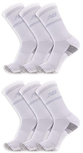 New Balance Unisex Performance Cushioned Crew Socks - 6 & 12 Pairs - Moisture Wicking Crew 6 Pair