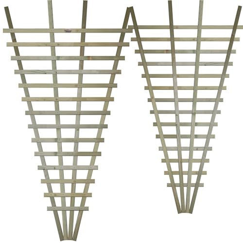 Wooden Fan-Shaped Privacy Trellis for Climbing Plant Support, 6ft x 3ft for Garden Wall & Fencing | Decorative Fence Panel for Clematis, Honeysuckle, & Roses (Wide: 101cm x High: 182.8cm) (2 Pack)