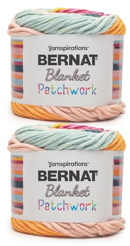Bernat Decken-Patchwork-Garn, tropisches Spritzgarn, 2 Stück, 300 g, 100% Polyester, #6 super sperrig, 220 Meter – Stricken/Häkeln