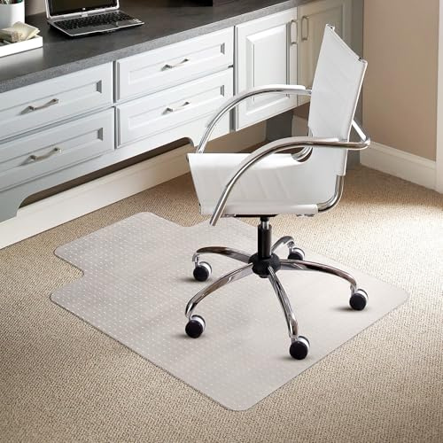 CROWNSHOP Office Chair Desk Mat 90x120cm PVC Safety Non Slip Floor Mats Carpet Protector Mat for Home Offic Chair Desks Mats for Low, Standard and Medium Pile Carpets (T-shape 90x120cm)
