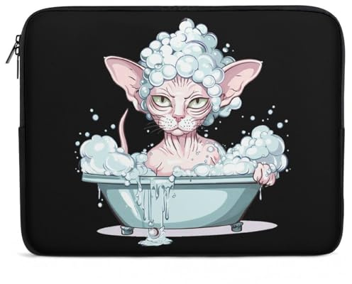 Bubbelbad Sphynx katt laptopfodral ärmväska 15 tum slitstark stötsäker skyddande dator bärfodral portfölj