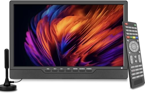 KCR 14 pollici LED HD TV, piccolo televisore con ingresso HDMI, sintonizzatore digitale integrato/HDMI/USB/DC-12IN per camera da letto, cucina, camper - Include telecomando