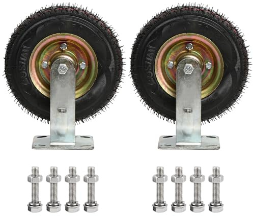 Heavy Duty Swivel Caster Wheel & Fixed Industrial Casters Set Of 2, 6 8 10 Pneumatic Rubber Caster Wheels, Moving Silent Shock Absorption Replacement Casters