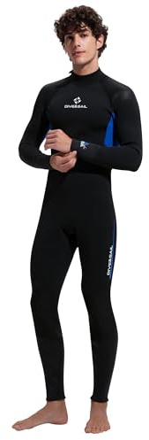 Herren Neoprenanzug 3/2mm Ganzkörper Neoprenanzug Rückenreißverschluss Voll Tauchanzüge Ultra-Stretch Langarm Neopren-Nassanzug zum Tauchen Surfen Schnorcheln L Größe Schwarz