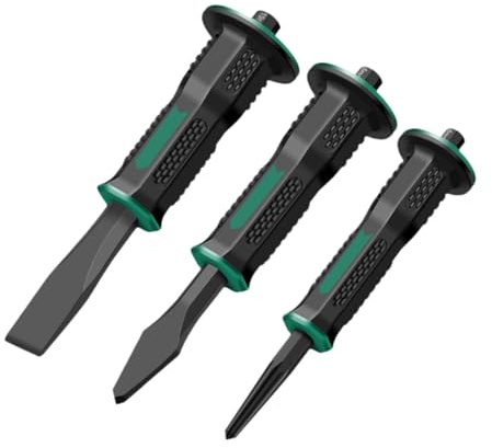 Ronyme 3X Rock Chisel Set Heavy Duty Point Flat Cold Chisel for Rock Brick Tile