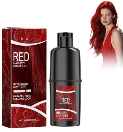 Wonsters 100ML Haarfärbeshampoo, Natürliches Sofort Haarfarben 3 in 1 Hair Dye, Schwarzes Haar Färbung Shampoo & Conditioner 3 in 1, Hair Dye Shampoo(Rot)
