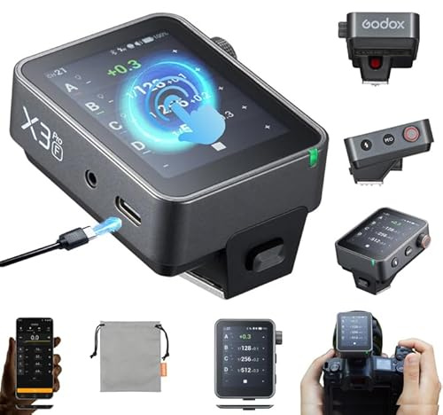 Godox X3Pro F TTL Wireless Flash Trigger for Fuji Camera, 2.4''Full Color Touchscreen,Built-in 2930mAh Li-ion Battery,2.4G Wireless with Multi Modes,APP Support,USB-C Fast Charging