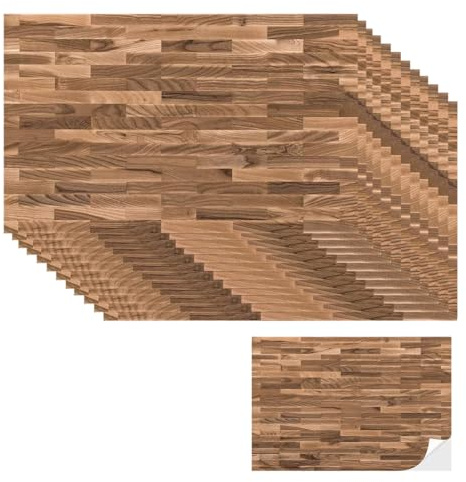 12 Pcs Miniature Dollhouse Red Brick Wallpaper, Peel and Stick Self-Adhesive Dolls House Wallpaper, Wallpaper Accessories, Doll House Accessories, 8.3x11.8 Inches (Wood Grain)