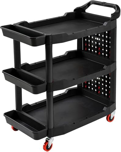 Professioal Detailig Tool Cart, Rollig Utility Detailig Tool Cart Orgaizer, 3 Shelf Wash Detail Trolley Service Cart Multipurpose Work Cart, For Mechaics Garage Warehouse Car Beauty, Black, Style 2