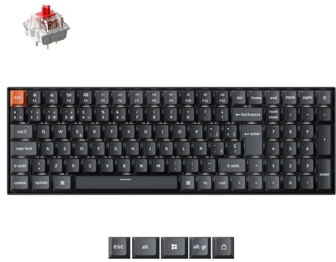 Keychron K4 QMK Teclado Mecánico 96% ISO-ES, Inalámbrico y con Cable, Interruptores Super Red, Teclas PBT Sublimadas Estilo Cherry, Retroiluminación Blanca, para Mac y Windows – Versión 3