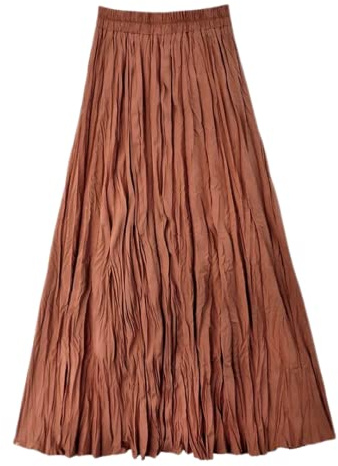 Women's Flowy Boho Maxi Skirts Elastic Waist Drawstring A-Line Skirt Renaissance Tiered Long Skirts (UK, Alpha, M, L, Regular, Regular, Rust)