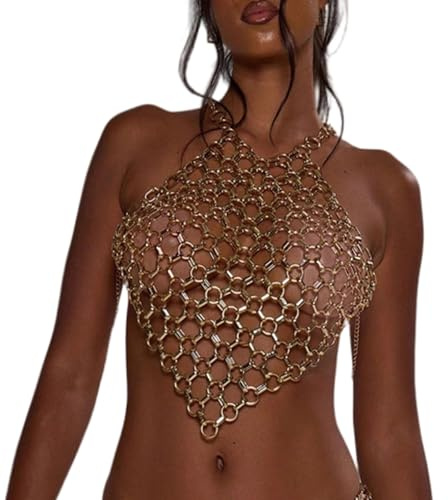 Cadena de cuerpo punk, cadena de pecho, festival, raves, fiestas, cadenas corporales, arnés, accesorios para el cuerpo, joyería para mujeres y niñas, accesorios de joyería corporal, Medium, como se