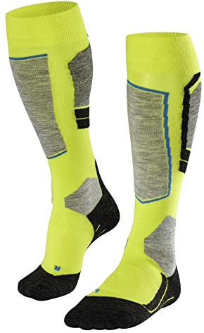 FALKE Herren Skisocken SK4 Advanced M Kh Wolle Funktionsmaterial warm dünn 1 Paar, Gelb Limepunch 1085-O, 42-43