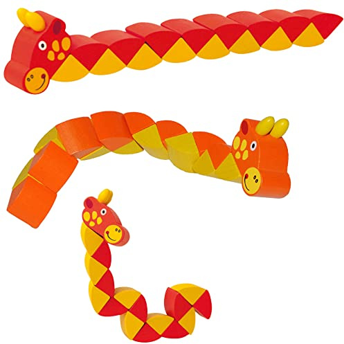 alles-meine.de GmbH 1 Stück Biegefigur - lustige Giraffe - aus Holz - Holzwurm/Biegeschlange - Babyspielzeug - Biegetier - Holzspielzeug/Gelenktier - bunt - Holzspielze..