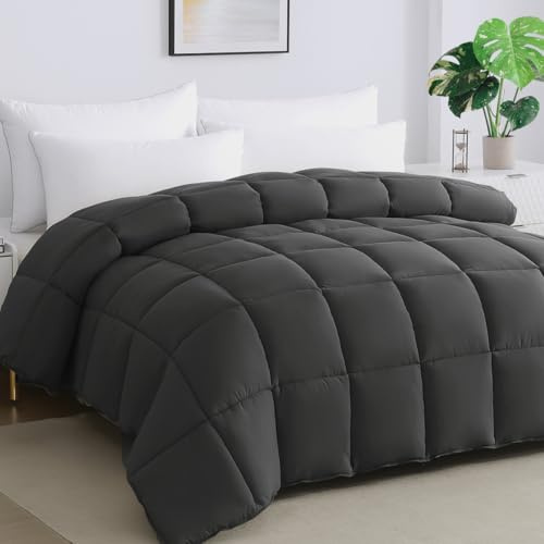 STWIENER Trapunta extra large per letto king size Plus, con linguette angolari, extra large, leggero, invernale, caldo, morbido, piumone, 304,8 x 325,1 cm (grigio)