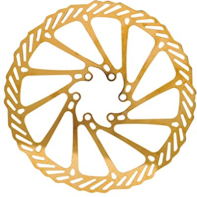 URFEDA Fahrrad Bremsscheibe 180mm 6 Loch Edelstahl Fahrrad Scheibenbremse mit 6 Schrauben Universeller Bremsscheibe für die meisten Fahrrad Rennrad Mountainbike BMX MTB, Gold, Durchmesser: 44mm