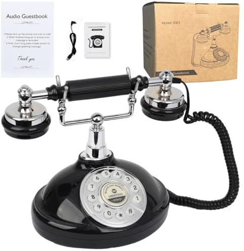 ROOMEDAL Audio Gästebuch Hochzeit Telefon mit Flugetui, Record Customized Audio Nachricht mit Gästebuch Retro Telefon Audio Gästebuch für Hochzeit Geburtstag Party Geständnis