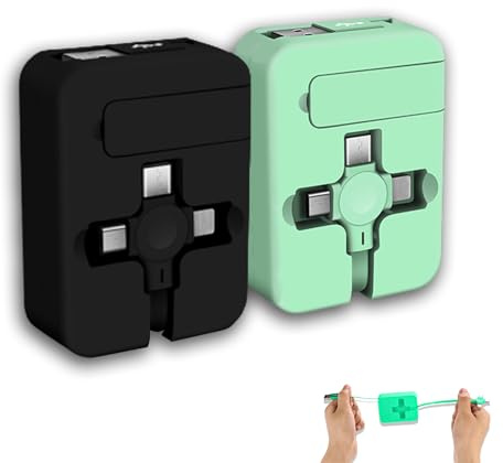 Gartmost 2 Pcs 3 in 1 Retractable Multi Fast Chargers Cable(3.28FT) with USB C/Micro USB/L and Phone Stand, Compatible with iPhone 17/16/15/14/13/12/11/10/9/8/Android/Tablet