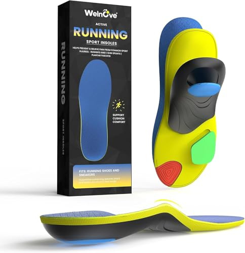 Welnove Semelles Orthopédiques Sport - Triple Absorption des Chocs pour Soulager la Douleur au Pied, Réduire la Fatigue, Améliorer les Performances XL 43-46