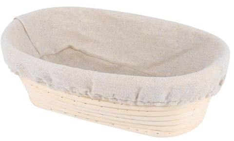 ULPro Gärkorb für Brotbacken - Ovales Gärkörbchen mit Leinenstoff Einlage, Natürlicher Rattan Gärkorb für Sauerteigbrot