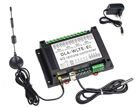Smart GSM 4G LTE Controller a 4 canali DL4 SMS ON/OFF remoto 30A Interruttore del relè di grande potenza Monitoraggio della temperatura Allarme di interruzione dell'alimentazione (Color : KIT1)