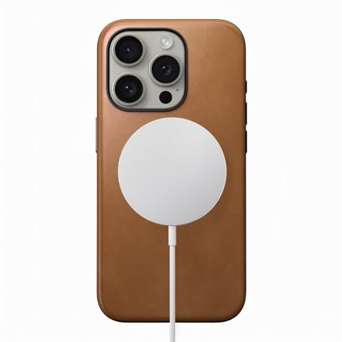NOMAD Modern Leather Case | für iPhone 16 Pro Max | Schutzhülle aus Polycarbonat und hochwertigem Echtleder | MagSafe-kompatibel | English Tan
