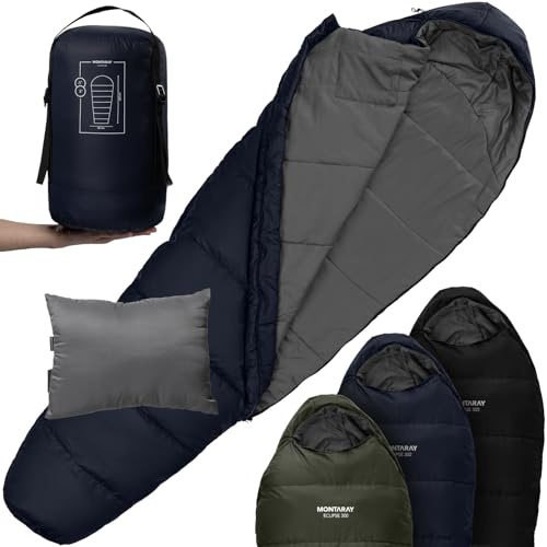 Sacco a pelo 3 – 4 stagioni [8 °C fino a -5 °C], sacco a pelo a mummia per attività all'aperto, campeggio [300 GSM] Sleeping Bag morbido e caldo, sacco a pelo dall'estate all'inverno, sacco a