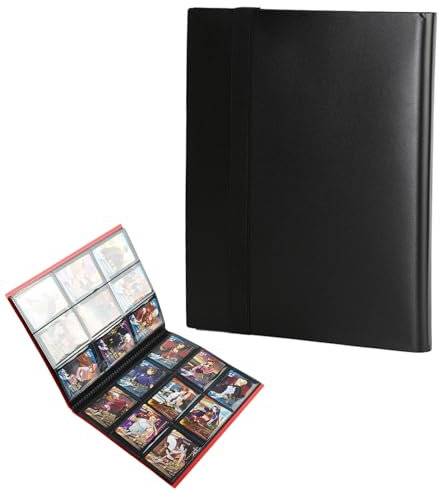 Pasdrucn 30 Seiten 540 Taschen Sammelkarten Album Heft Ordner Buch, 9.7x7cm Sammelalbum Für Pokemon Karten, Wasserdicht PU Leder Reißverschluss Binder, Karten Sammelalbum Für Karten (Schwarz)