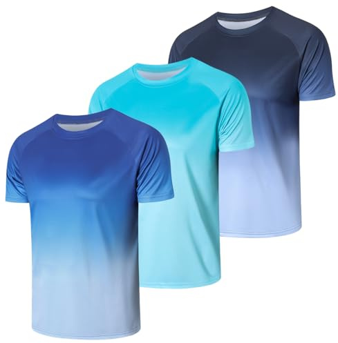 Cimic 3-Pack Rashguard UV-skjorta herr UPF 50+ UV Swim T-shirt solskydd andningsbar snabbtorkande för surfing utomhus löpning topp, Mörkgrå marinblå, M