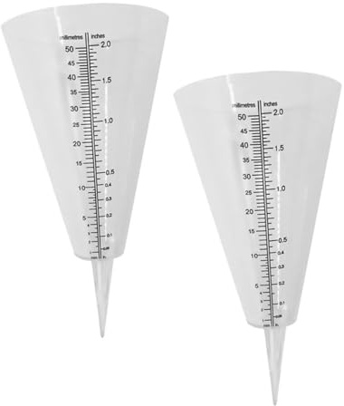 TOYANDONA Pluviomètre De Jardin en Plastique Transparent 2 Pièces pour Extérieur, Gobelet Doseur Conique Gradué, Mesure Précise des Précipitations, Usage Jardinage Et Météo