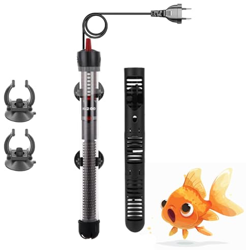 Ruikdly Aquarium Heizung 60L 50W, Heizstab Aquarium, Einstellbar Aquariumheizer mit Saugnäpfen, Wasserdichter Thermostat, Heizstab für Fischbecken und Aquarium(220-240V)