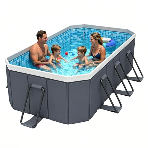 SKILBEAIA Foldable Pool for Kids and Adults Non Inflatable Frame Above Ground Outdoor Swimming Kiddie Pools Thickened Support Dog Pool Garden Backyard (118.11 in)