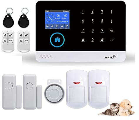 Alarma for el hogar inalámbrica 4G de alarma de seguridad for el hogar for la aplicación Tuya con Sensor de movimiento for mascotas Detector de humo Gas(G)