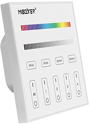 lighteu®, kabelloser 2,4 G RF 4 Zonen RGBW Wand Smart Touchscreen Panel Controller AC 90–120 V, funktioniert nur mit LED Leuchten der Mi Light RGBW Serie, T3