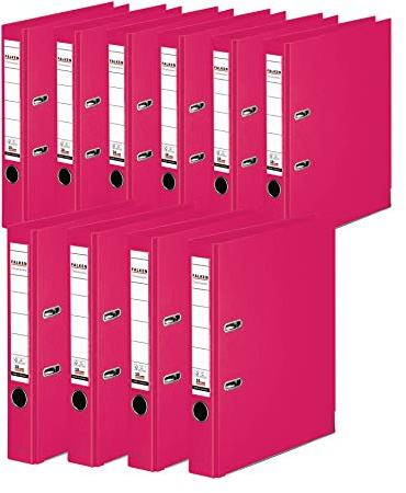 FALKEN 10x Chromocolor Premium-Ordner 5cm schmal DIN A4 pink | Made in Germany Kunststoffbezug außen und innen