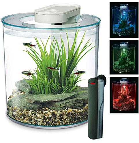 Marina 360 Tropical Aquarium with Remote Control LED Lighting, 10 Litre, Multicolour (with heater)