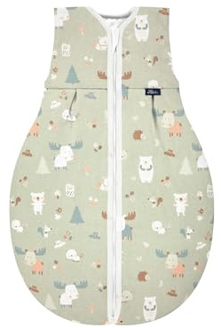 Alvi Kugelschlafsack Thermo Baumwolle Baby Winterschlafsack, 2.5 TOG, gefüttert, warm, atmungsaktiv und weich für den Winter Baby Forest - Multi Colored