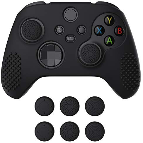 eXtremeRate PlayVital Cover Skin per Xbox Series X S Controller Joystick Custodia Protettiva Silicone Gomma Antiscivolo con 6 Copri Levette Analogiche(3D Borchiate Edizione)-Nero