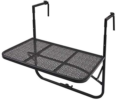 AMDHZ Balkonklapptisch Klapptisch Balkon Zuhause Geländer Hängen Tisch Faltbarer Blumenständer Tisch Im Freien Zum Balkon Terrasse Garten (Color : Schwarz)