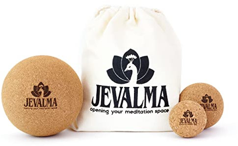 Jevalma Kork-Massagebälle 3er-Set für sofortige Muskellösung. Massage-Kit für tiefe Gewebe Trigger-Punkte und myofasziale Entspannung, Muskelschmerzen und Yoga-Therapie