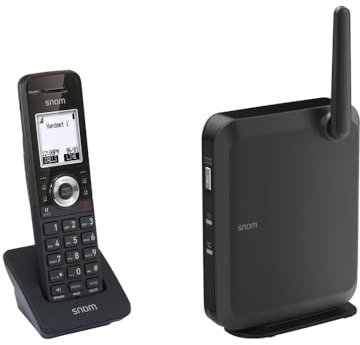 Snom M110 SC Bundle DECT - Base M100 SC + telefono cordless casa - Telefono per Ufficio e Casa con 8 Account SIP, 6 Chiamate Simultanee, Aggiornamenti OTA - Ideale per PMI, Fino a 10 Cordless