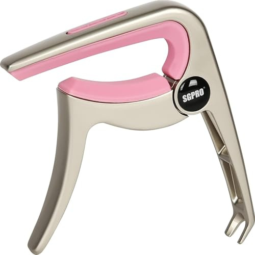 SGPRO Gitarrenkapodaster für Akustik-, Elektro- und Ukulele - Langlebige Zinklegierung und Silikon - Gitarrenklammer, Plektrumhalter und Pin-Puller in einem (Pink)