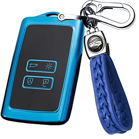 ontto Passt für Renault Schlüsselhülle Silikon Schlüssel Cover Passt für Renault Clio Dacia Espace Master Megane Talisman Scenic Kadjar Schlüsselhülle 4-Tasten Silikon Autoschlüssel Hülle-Blau