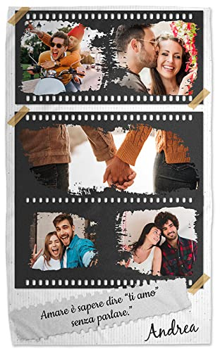 STAMPATEK Coperta Personalizzata con Foto Collage e Dedica Coperta in Pile, Regalo Festa della Mamma, Plaid Personalizzato con Foto, Idea Regalo Personalizzato, Regalo Donna, 90X150cm