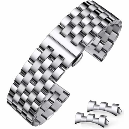 HEYOZURY Klockarmband Metall Rostfritt Stål Armband för Klocka Remmar för Klockor med Rak och böjd ände18mm 19mm 20mm 21mm 22mm 24mm Metall Ersättning Remmar Armband för Män Kvinnor