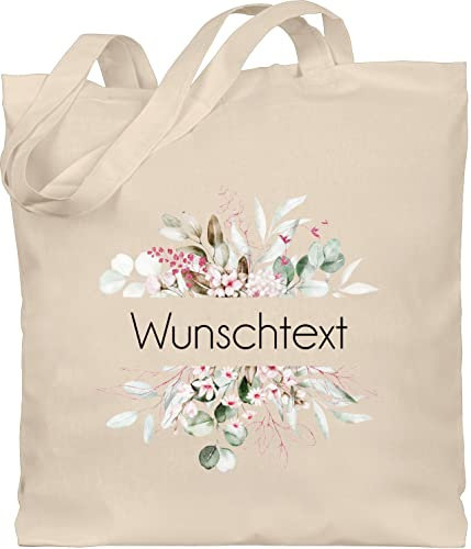 Baumwolltasche - Aufdruck selbst gestalten - Wunschtext I Geschenk personalisiert I Geschenk Weihnachten - Unisize - Naturweiß - einkaufstasche blumen stoffbeutel kindergarten personalisierte blume