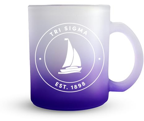 Sorority Shop Sigma Sigma Sigma Mug, Ombre Glass Mug with Tri Sigma Screen Printed Sorority Name and Logo for Coffee or Any Drink