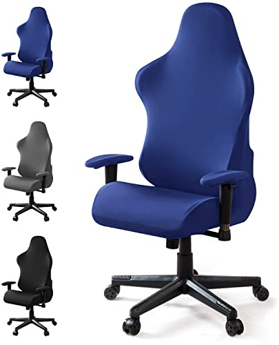 Coprisedia da Gaming Coprisedia da Gioco Elasticizzata Rivestimento per Sedia da Gioco Rimovibile e Lavabili Copertura per Sedia da Gaming per Sedia da Ufficio,Sedia da Gioco,Stile Racing (Blu, 1Set)