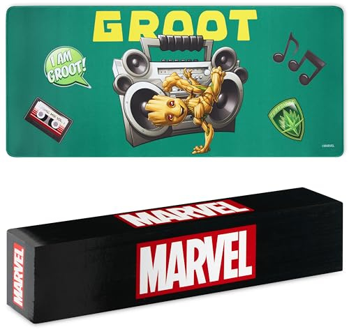 Marvel Avengers Schreibtischunterlage XXL - Gaming Schreibtisch Zubehör 800x360mm als Handgelenkauflage - Anti-Rutsch, Bürobedarf Unterlage Desk Matte (Grün/Gelb Groot)